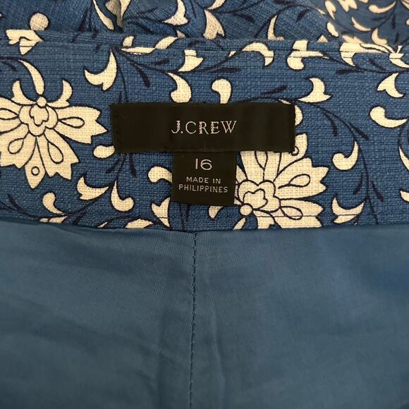 J. CREW Women’s Floral 100% Cotton Sky Blue White Black Lined Shorts Size 16 - Picture 8 of 9